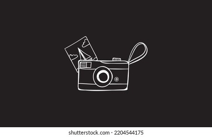 Camera and photo hand drawn vector icon design template