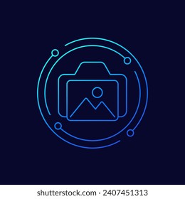 camera and photo icon, linear design