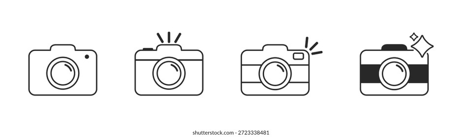 Conjunto de Ícones de Fotos da Câmera, Ilustração de Fotografia Digital para Web, Studio e Mobile, Isolado no Plano de Fundo Transparente