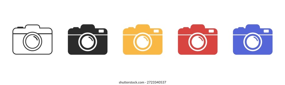 Conjunto de Ícones de Fotografia de Câmera, Ilustração de Fotografia Digital para Aplicativo e Web, Isolado no Plano de Fundo Transparente