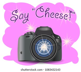 CAMERA with photo icon, vector photography, digital photo camera with image symbol, photographer equipment