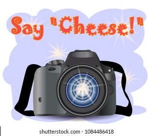 CAMERA with photo icon, vector photography, digital photo camera with image symbol, photographer equipment
