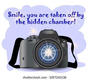 CAMERA with photo icon, vector photography, digital photo camera with image symbol, photographer equipment