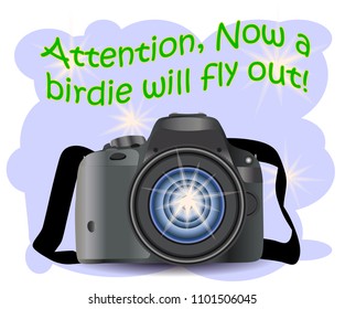 CAMERA with photo icon, vector photography, digital photo camera with image symbol, photographer equipment