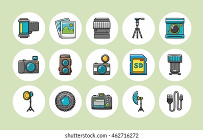 Camera and photo icons set