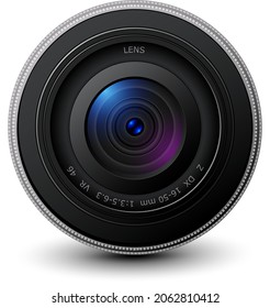 Camera photo lens 3D icon, realistic technology symbol design.