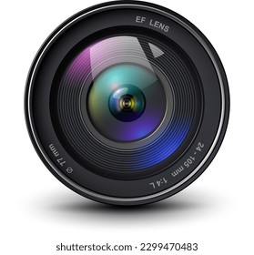 camera photo lens, 3d icon realistic illustration.