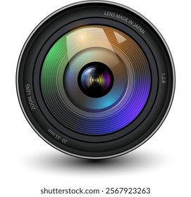 Camera photo lens, 3d icon realistic vector illustration.