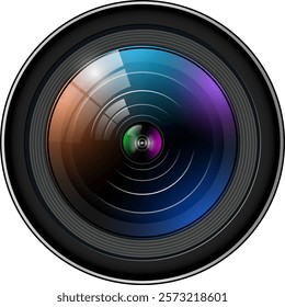 Camera photo lens, 3d icon realistic vector illustration.