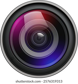 Camera photo lens, 3d icon realistic vector illustration.