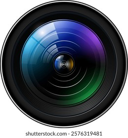 Camera photo lens, 3d icon realistic vector illustration.