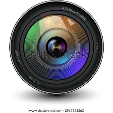 Camera photo lens, 3d icon realistic vector illustration.