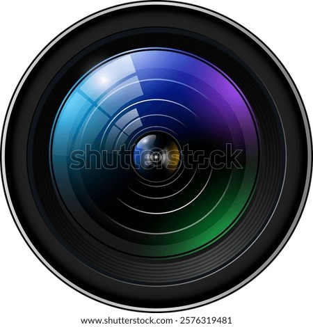 Camera photo lens, 3d icon realistic vector illustration.