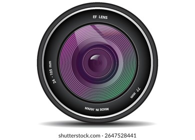 Lente de foto da câmera ícone realista 3D, ilustração vetorial. eps 10