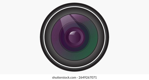 Ícone realístico de lente de foto de câmera 3D