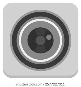 Camera photo lens flat icon isolated on white background.