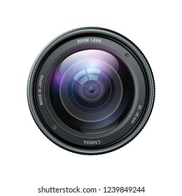 Camera photo lens, Camera lens isolated on white background - stock vector