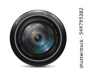 Camera photo lens on a white background. Vector illustration.