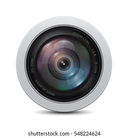 Camera photo lens on a white background. Vector illustration.