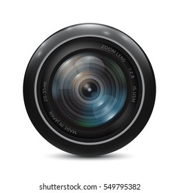 Camera photo lens on a white background. Vector illustration.