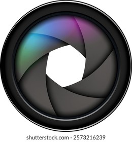 Camera photo lens with shutter isolated, 3d icon realistic vector illustration.