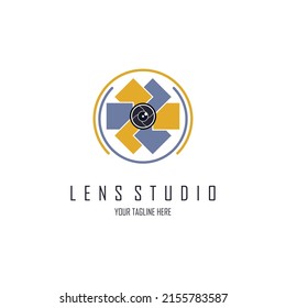 Camera photo lens studio logo design template for brand or company and other