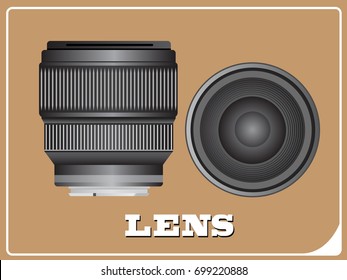 Camera photo lens, vector illustration