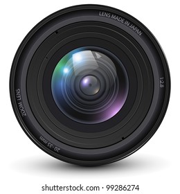 Camera photo lens, vector illustration.