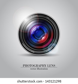 Camera photo lens - vector symbol or icon