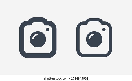 Camera photo line vector icon. Image lens vector symbol. Digital photographic icons set for web design. Modern flat picture creation icon for app design. Device technology minimal flat linear icons