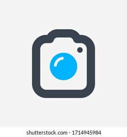 Camera photo line vector icon. Image lens vector symbol. Digital photographic icons set for web design. Modern flat picture creation icon for app design. Device technology minimal flat linear icons