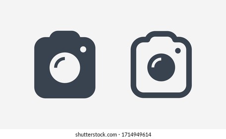 Camera photo line vector icon. Image lens vector symbol. Digital photographic icons set for web design. Modern flat picture creation icon for app design. Device technology minimal flat linear icons