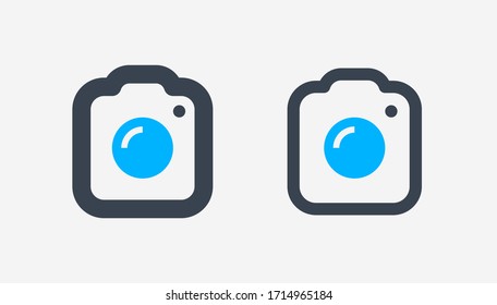 Icono vectorial de línea fotográfica de cámara. Símbolo vectorial de lente de imagen. Iconos fotográficos digitales para el diseño web. Icono moderno de creación de imágenes planas para el diseño de aplicaciones. Iconos lineales planos mínimos de la tecnología de dispositivos