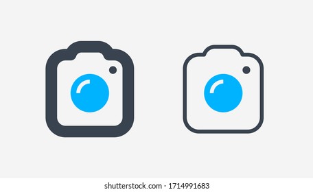 Icono vectorial de línea fotográfica de cámara. Símbolo vectorial de lente de imagen. Iconos fotográficos digitales para el diseño web. Icono moderno de creación de imágenes planas para el diseño de aplicaciones. Iconos lineales planos mínimos de la tecnología de dispositivos