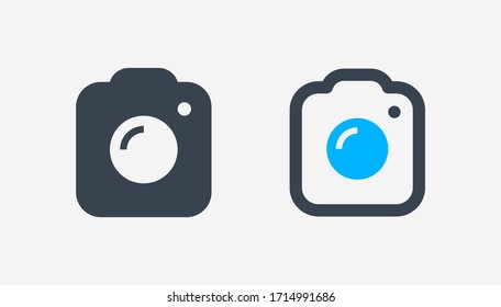 Vektorillustration der Kamerafoto-Linie Symbol. Bildlinse-Vektorillustration-Symbol. Digitale Fotosymbole für Webdesign. Modernes Bilderstellungssymbol für App-Design. Gerätetechnologie minimale flache lineare Symbole