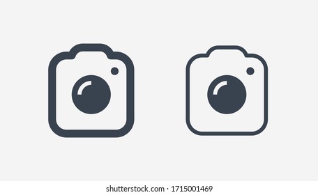 Camera photo line vector icon. Image lens vector symbol. Digital photographic icons set for web design. Modern flat picture creation icon for app design. Device technology minimal flat linear icons