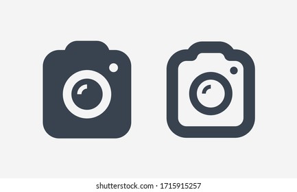 Camera photo line vector icon. Image lens vector symbol. Digital photographic icons set for web design. Modern flat picture creation icon for app design. Device technology minimal flat linear icons