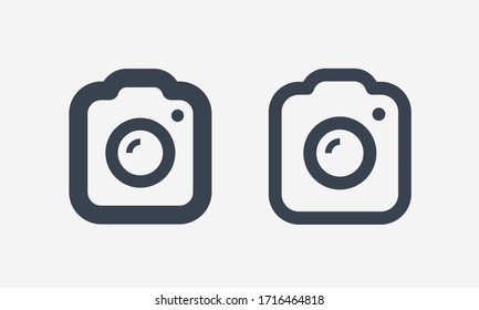 Camera photo line vector icon. Image lens vector symbol. Digital photographic icons set for web design. Modern flat picture creation icon for app design. Device technology minimal flat linear icons
