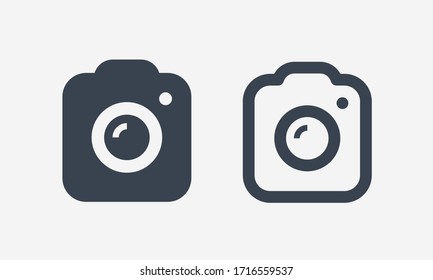 Camera photo line vector icon. Image lens vector symbol. Digital photographic icons set for web design. Modern flat picture creation icon for app design. Device technology minimal flat linear icons