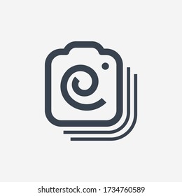 Camera photo line vector icon. Image lens vector symbol. Digital photographic icons set for web design. Modern flat picture creation icon for app design. Device technology minimal flat linear icons