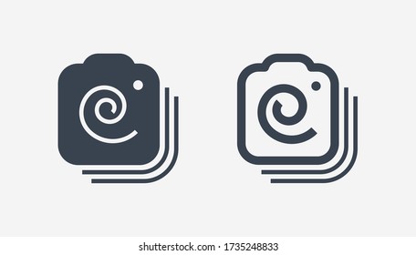 Camera photo line vector icon. Image lens vector symbol. Digital photographic icons set for web design. Modern flat picture creation icon for app design. Device technology minimal flat linear icons
