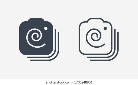 Camera photo line vector icon. Image lens vector symbol. Digital photographic icons set for web design. Modern flat picture creation icon for app design. Device technology minimal flat linear icons