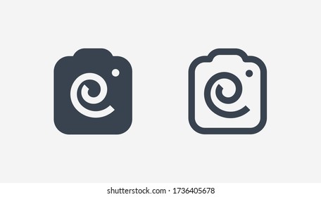 Camera photo line vector icon. Image lens vector symbol. Digital photographic icons set for web design. Modern flat picture creation icon for app design. Device technology minimal flat linear icons