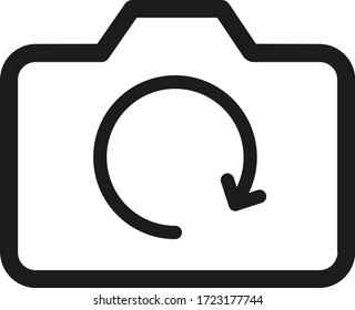 Camera Photo Refresh Vector Line Icon