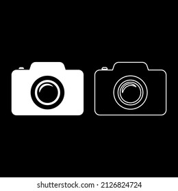 Icono de conjunto de fotos color blanco ilustración vectorial imagen simple contorno de contorno de relleno sólido delgado estilo plano