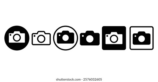 camera photo sign symbol vector icon design black white color flat illustration sets