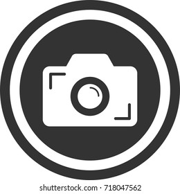 Camera , photo camera , take photo button sign ,dark round icon,