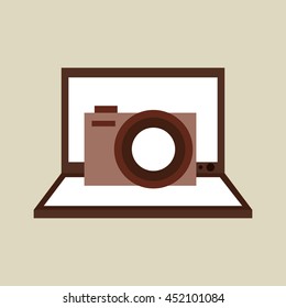 camera photo technology computer laptop isolated, vector illustration eps10