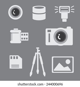camera photo tripods icon vector set