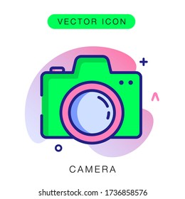 Camera photo vector icon hiking supplies minimal linear symbol sign